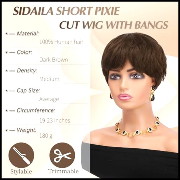 Short Straight Human Hair Pixie Wig Glueless Layered Style Adjustable main image 4